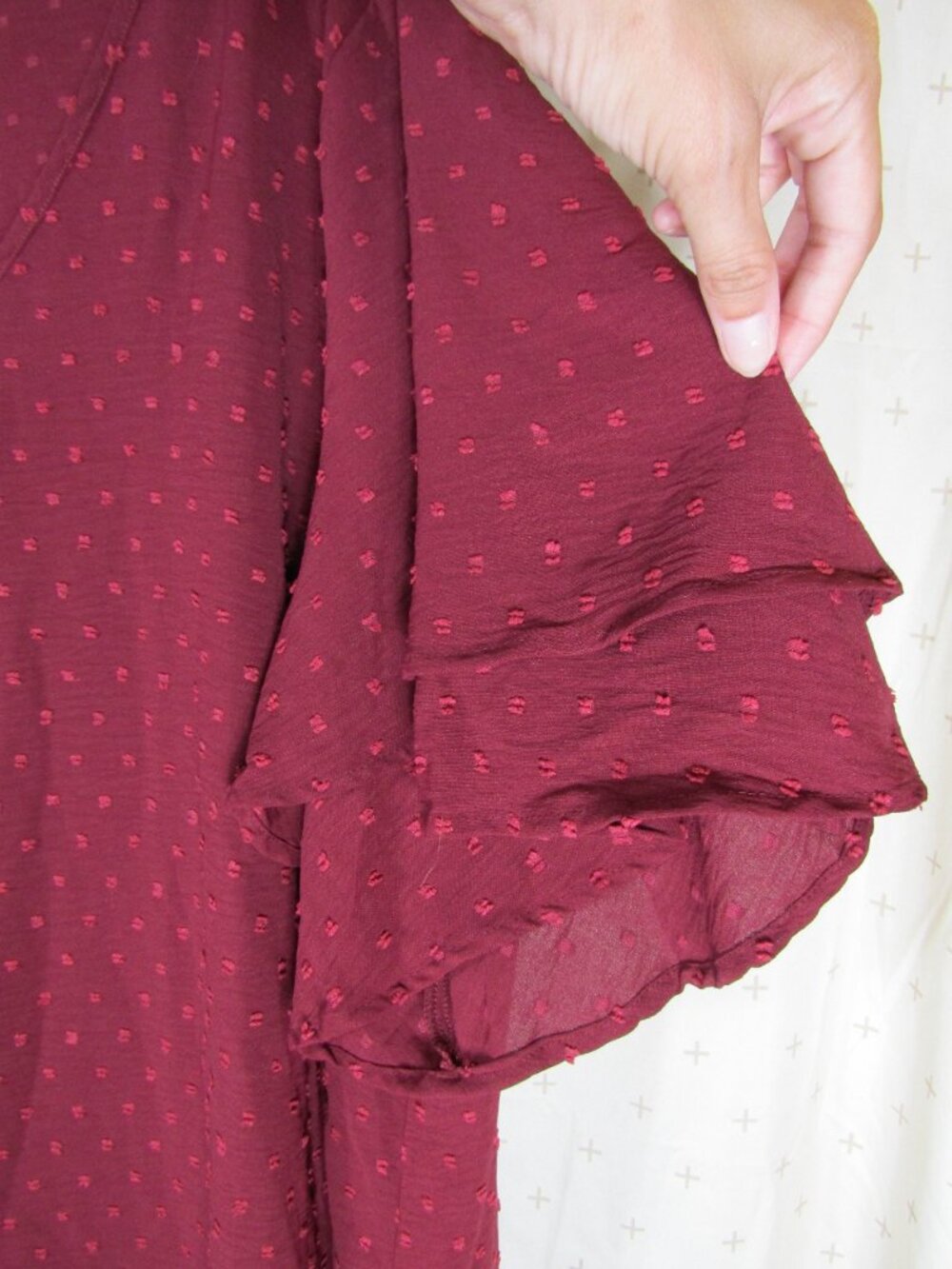 Bloomchic Burgundy Ruffle Sleeve Top Women's Plus Size 28 - Picture 3 of 7